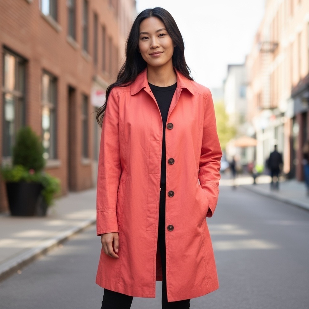Eddie Bauer Coral Trench Coat Water-Resistant Classic - Picture 2 of 10
